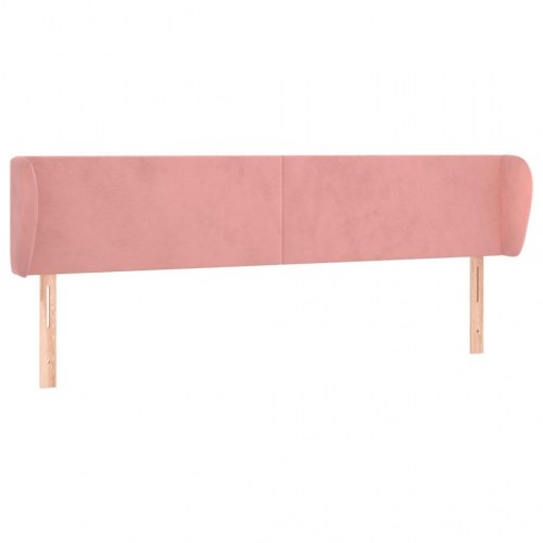 Sengegavl med kanter i fløjl 203 x 23 x 78/88 cm - lyserød