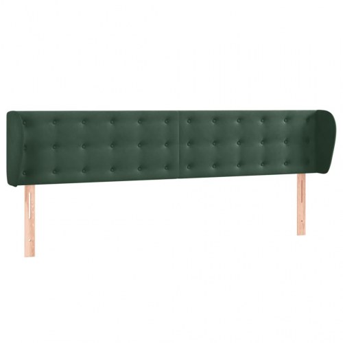 Sengegavl med kanter i fløjl 163 x 23 x 78/88 cm - mørkegrøn