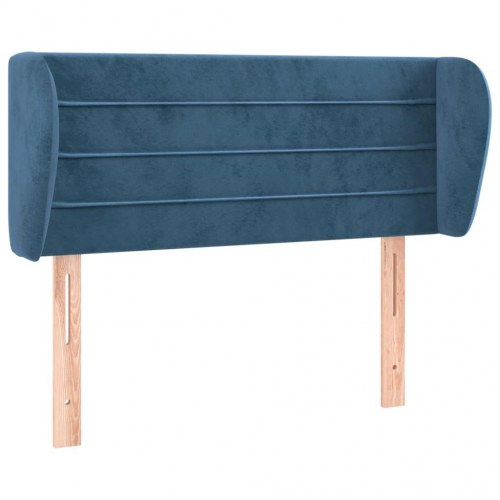 Sengegavl med kanter i fløjl 103 x 23 x 78/88 cm - mørkeblå