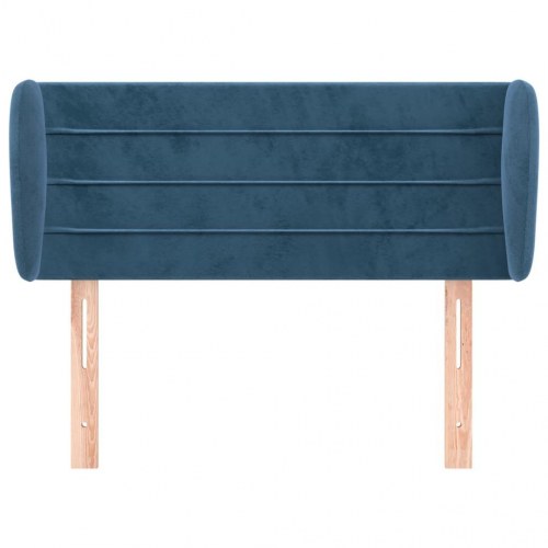 Sengegavl med kanter i fløjl 103 x 23 x 78/88 cm - mørkeblå