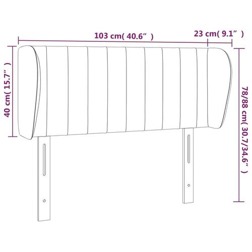 Sengegavl med kanter 103x23x78/88 cm fløjl lyserød