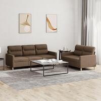 2 personers sofa med hynder stof brun