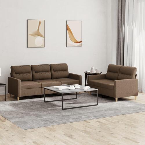 2 personers sofa med hynder stof brun