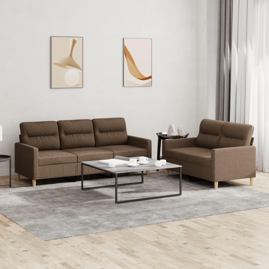 2 personers sofa med hynder stof brun