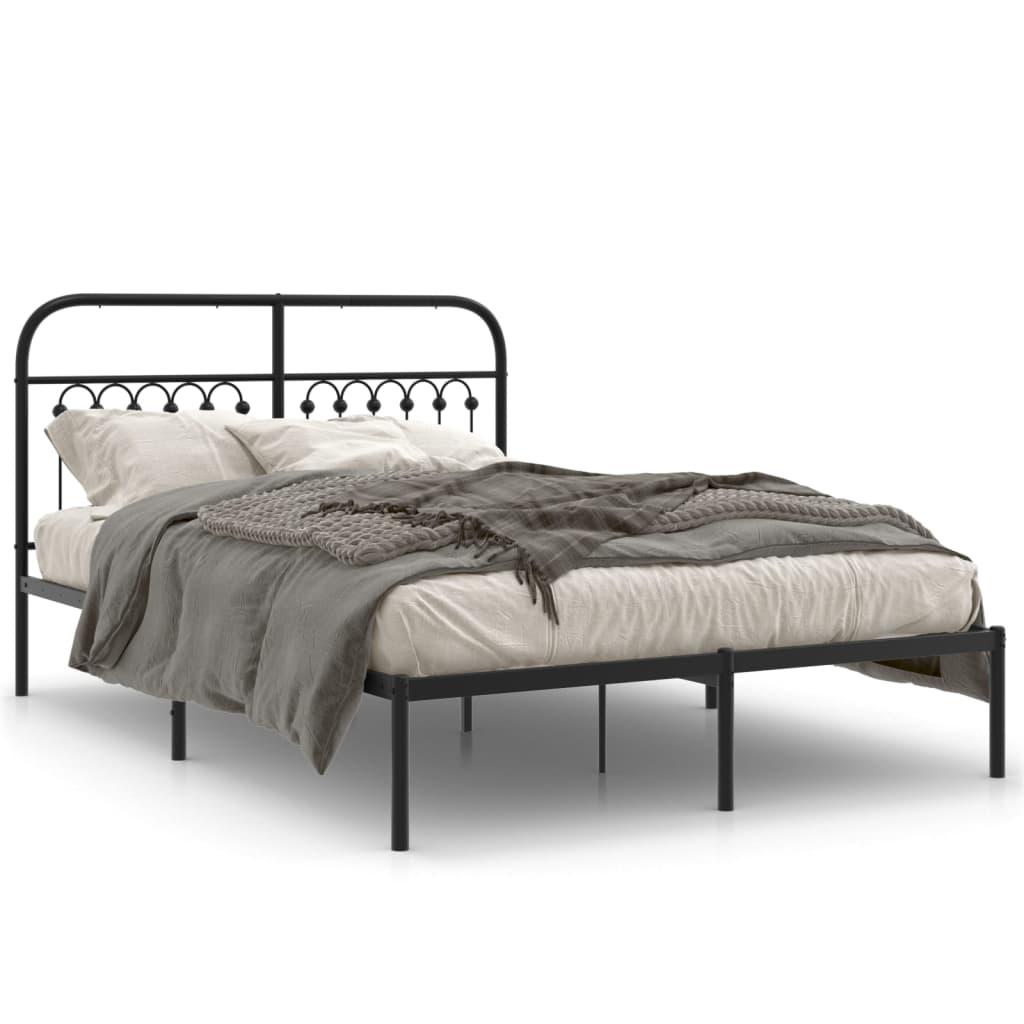Sengeramme med sengegavl 140×190 cm - metal, sort