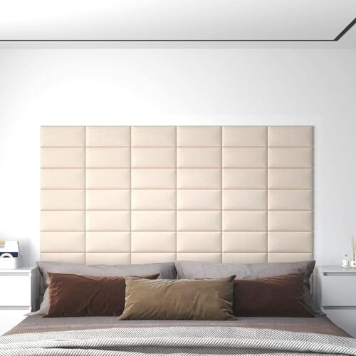 Vægpaneler 12 stk. 30x15 cm 0,54 m² fløjl cremefarvet