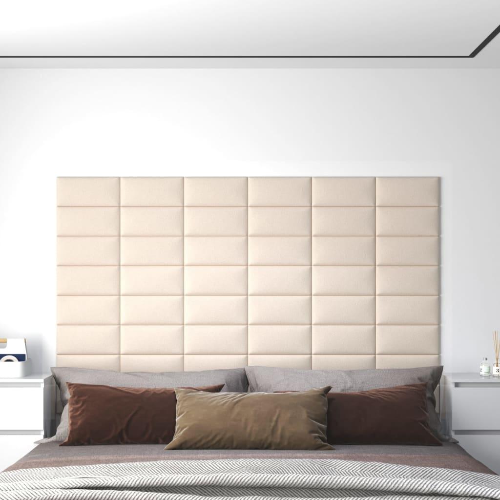 Vægpaneler 12 stk. 30x15 cm 0,54 m² fløjl cremefarvet