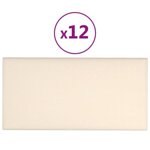 Vægpaneler 12 stk. 30x15 cm 0,54 m² fløjl cremefarvet