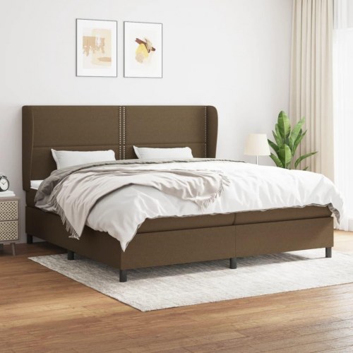 Kontinentalseng med madras 200×200 cm - stof, mørkebrun
