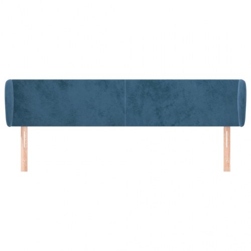 Sengegavl med kanter 203 x 23 x 78/88 cm fløjl - mørkeblå