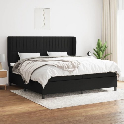 Kontinentalseng med madras 200×200 cm - stof, sort