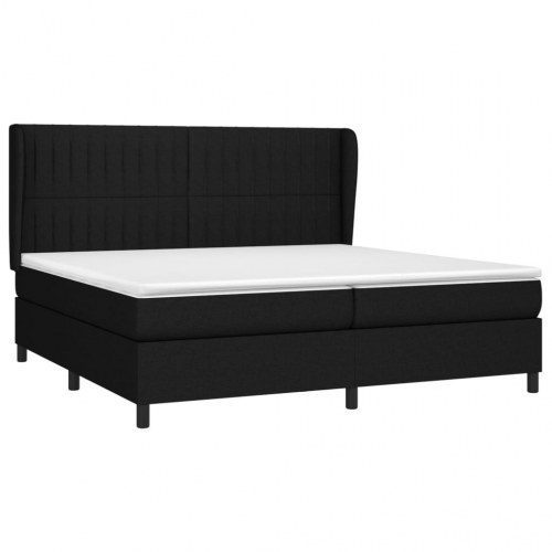 Kontinentalseng med madras 200×200 cm - stof, sort
