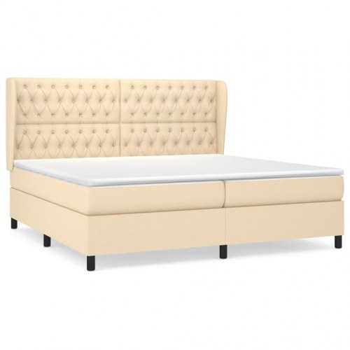 Kontinentalseng med madras 200×200 cm - stof, cremefarvet