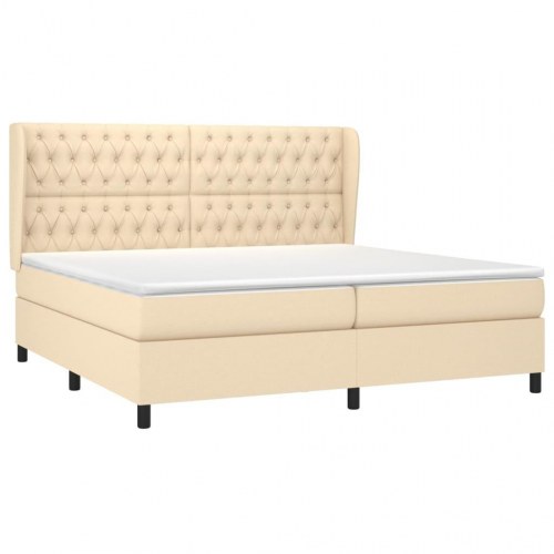 Kontinentalseng med madras 200×200 cm - stof, cremefarvet