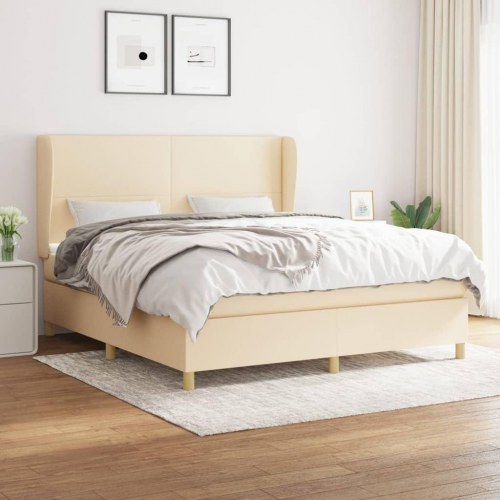 Kontinentalseng med madras 160×200 cm - stof, creme