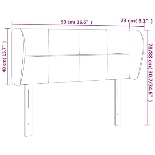 Sengegavl med kanter 93 x 23 x 78/88 cm fløjl - lyserød