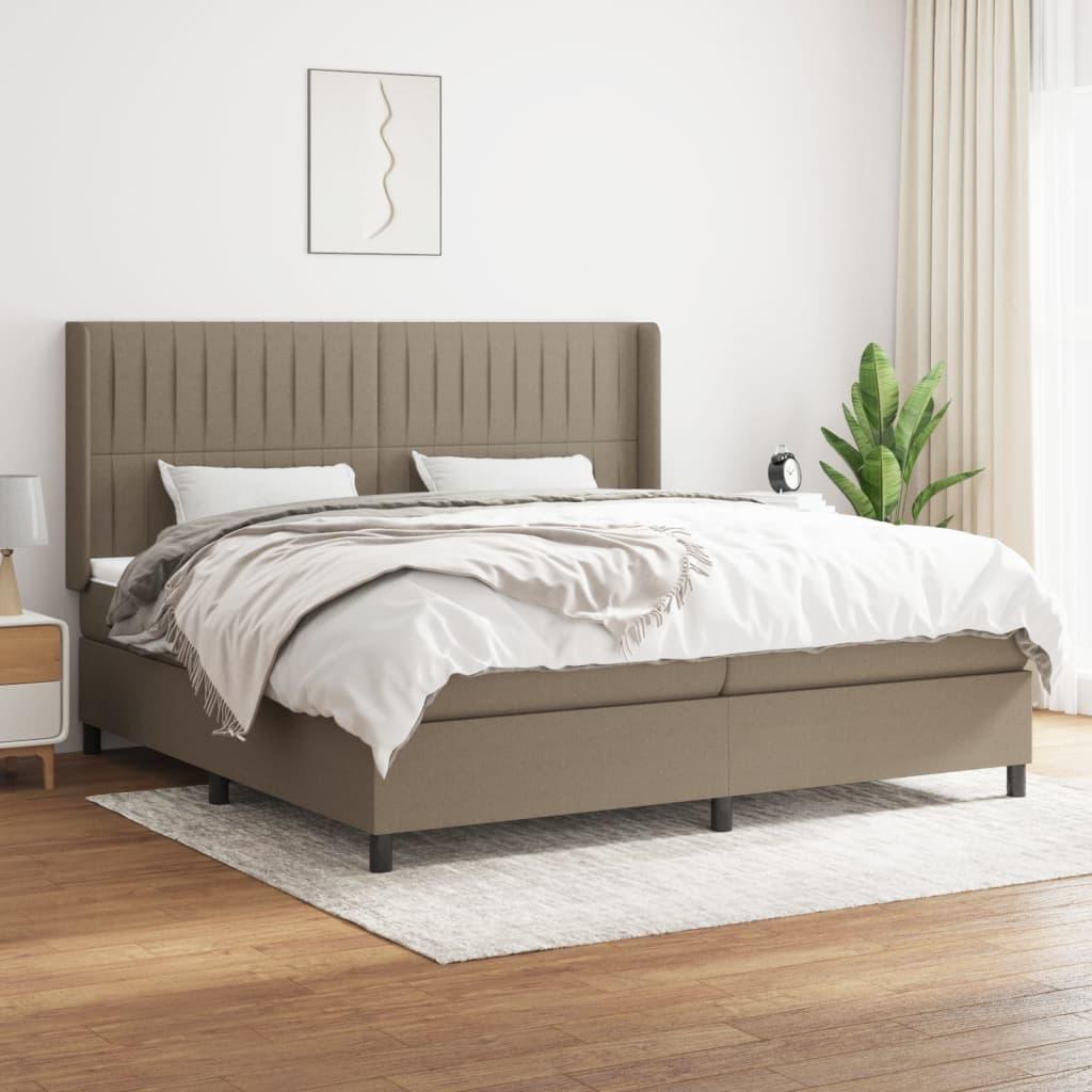 Kontinentalseng med madras 200×200 cm - stof, gråbrun billede