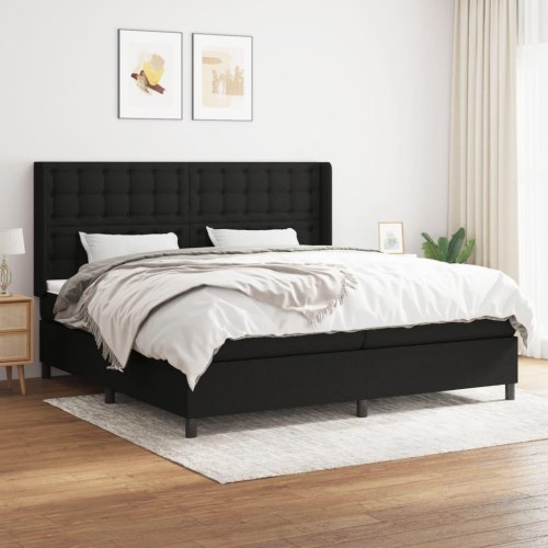 Kontinentalseng med madras 200×200 cm - stof, sort