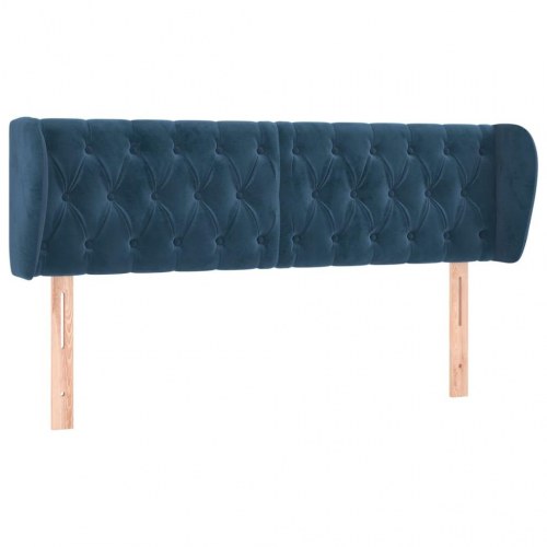 Sengegavl med kanter 147 x 23 x 78/88 cm fløjl - mørkeblå