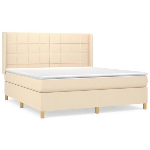 Kontinentalseng med madras 180×200 cm - stof, cremefarvet