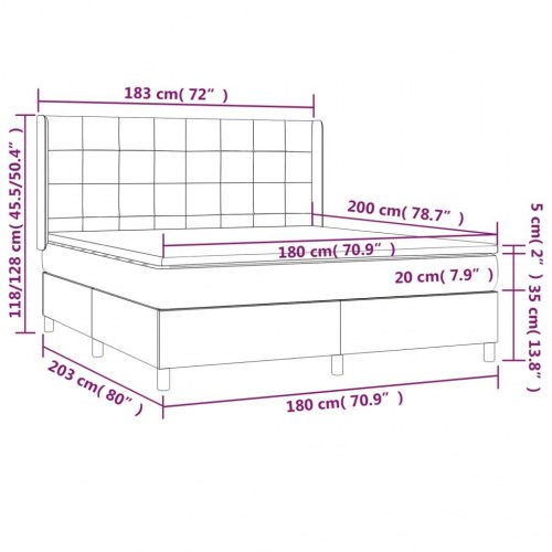 Kontinentalseng med madras 180×200 cm - stof, cremefarvet