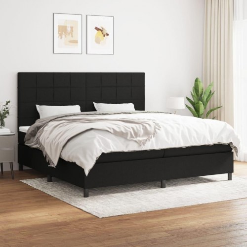 Kontinentalseng med madras 200×200 cm - stof, sort