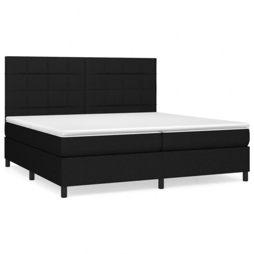 Kontinentalseng med madras 200×200 cm - stof, sort