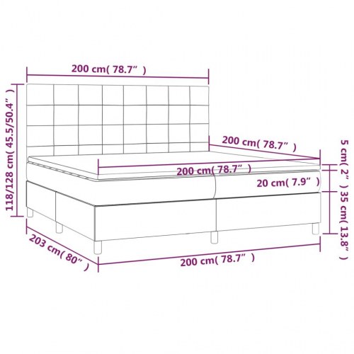 Kontinentalseng med madras 200×200 cm - stof, sort