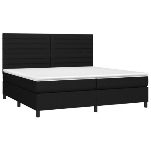 Kontinentalseng med madras 200×200 cm - stof, sort