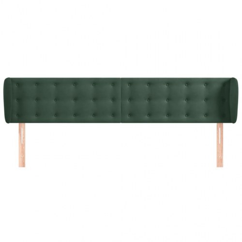 Sengegavl med kanter i fløjl 183 x 23 x 78/88 cm - mørkegrøn