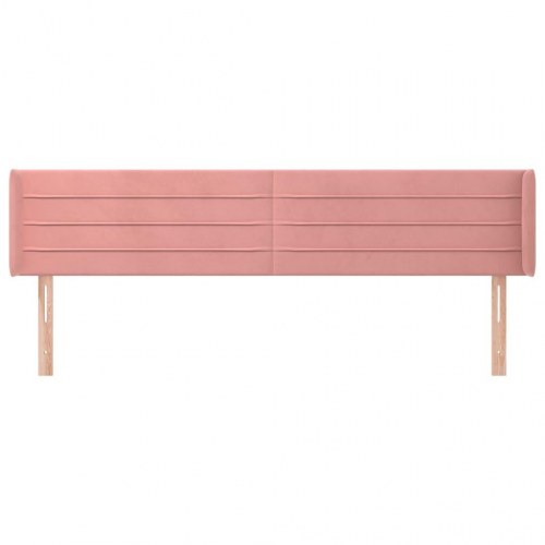 Sengegavl med kanter 183×16×78/88 cm - fløjl, lyserød