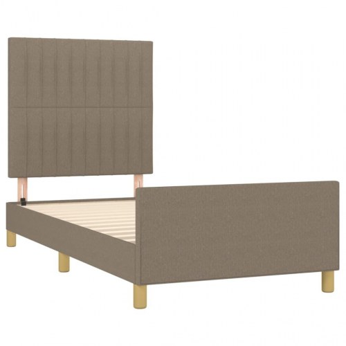 Sengeramme uden madras 90×190 cm - stof gråbrun med justerbar sengegavl