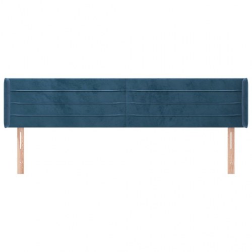 Sengegavl med kanter i fløjl - 203x16x78/88 cm, mørkeblå