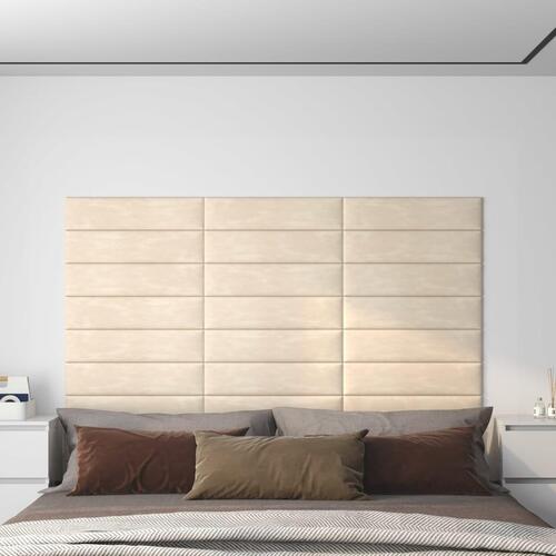 Vægpaneler 12 stk. 60x15 cm 1,08 m² fløjl cremefarvet