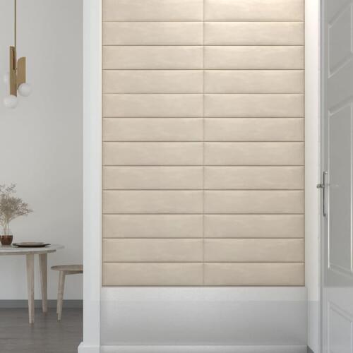Vægpaneler 12 stk. 60x15 cm 1,08 m² fløjl cremefarvet