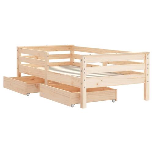 Sengeramme til juniorseng m. skuffer 70x140 cm massivt fyr