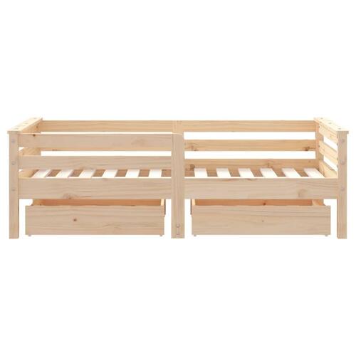 Sengeramme til juniorseng m. skuffer 70x140 cm massivt fyr