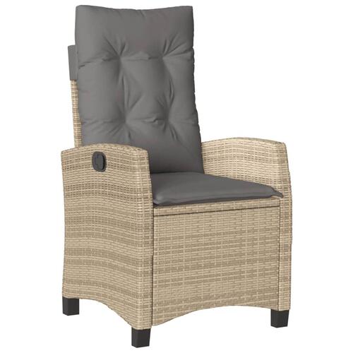 Spisebordssæt til haven 5 dele med hynder polyrattan beige