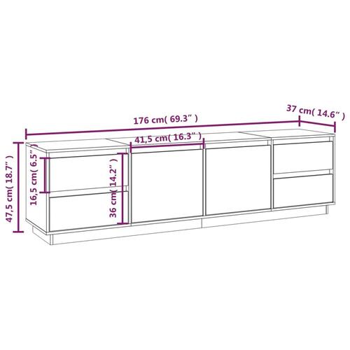 Tv-bord 176x37x47,5 cm massivt fyrretræ