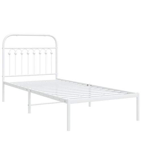 Sengeramme med sengegavl 90x190 cm metal hvid