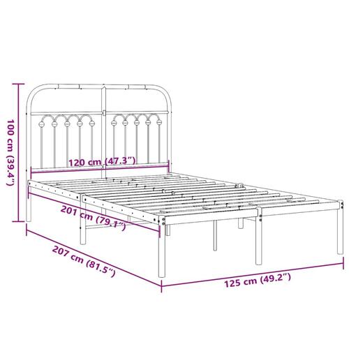 Sengeramme med sengegavl 120x200 cm metal sort