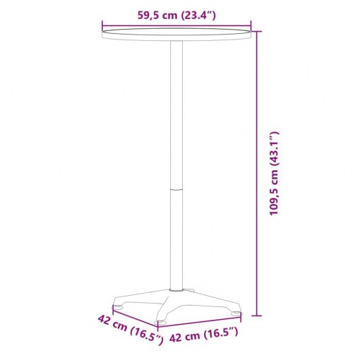 Udendørs barbord Ø59,5x70/109,5 cm højdejusterbart aluminium