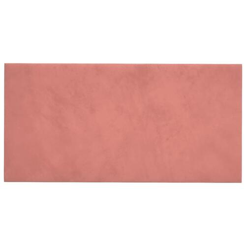 Vægpaneler 12 stk. 60x30 cm 2,16 m² fløjl lyserød