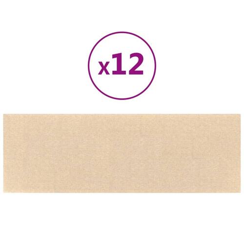 Vægpaneler 12 stk. 90x30 cm 3,24 m² stof cremefarvet