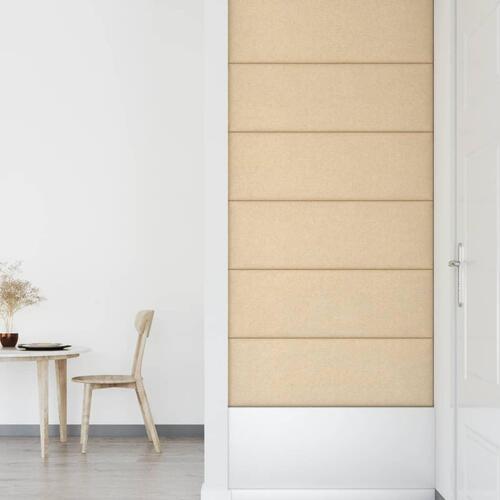 Vægpaneler 12 stk. 90x30 cm 3,24 m² stof cremefarvet