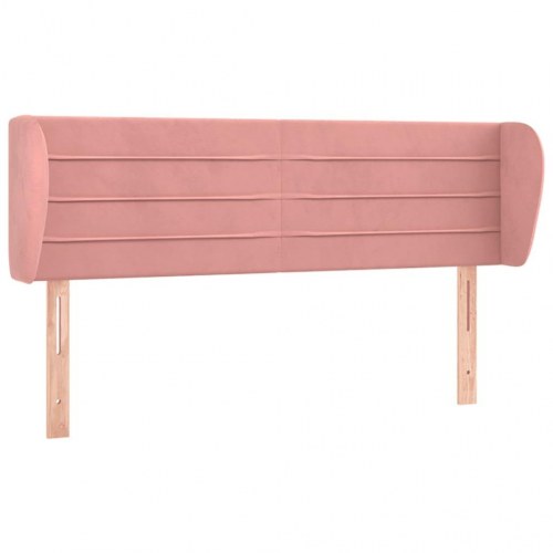 Sengegavl med kanter 147 x 23 x 78/88 cm fløjl - lyserød