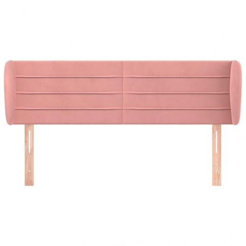 Sengegavl med kanter 147 x 23 x 78/88 cm fløjl - lyserød