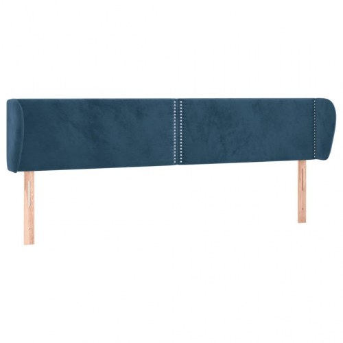 Sengegavl med kanter i fløjl - 183×23×78/88 cm, mørkeblå
