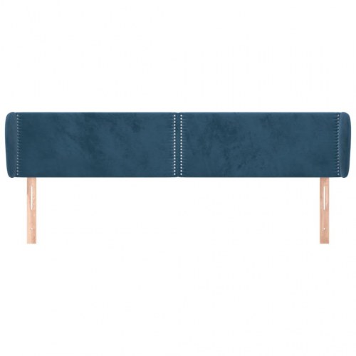 Sengegavl med kanter i fløjl - 183×23×78/88 cm, mørkeblå
