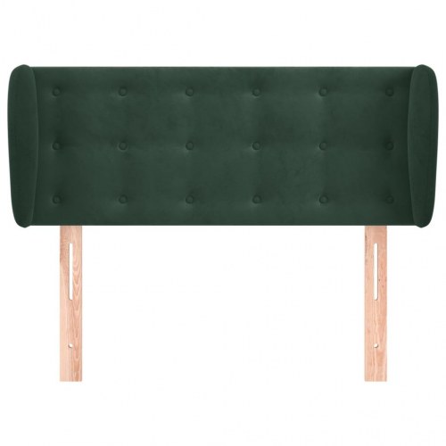 Sengegavl med kanter 83 x 23 x 78/88 cm fløjl - mørkegrøn